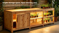 Acacia Garden Workbench: Potting Table with Cabinet and Open Shelving