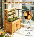 Acacia Wood Gardening Workstation with Storage Cabinet & Open Shelves